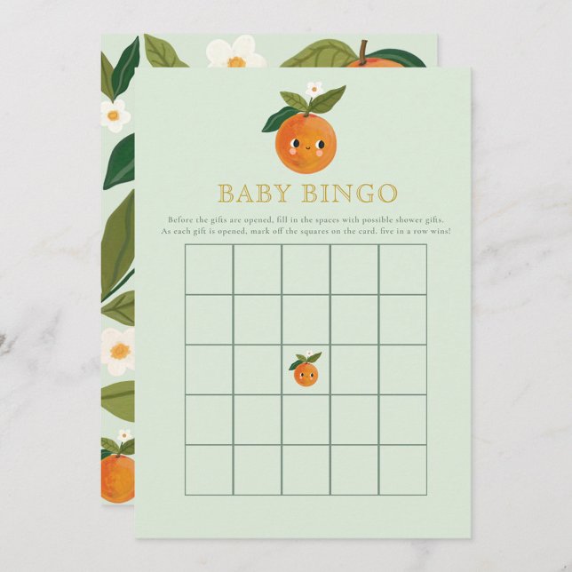 Little cutie orange Baby Shower Game Baby Bingo Inbjudningar (Skapare uppladdad)
