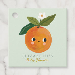 Little Cutie Orange Baby Shower Gåvor Etiketter