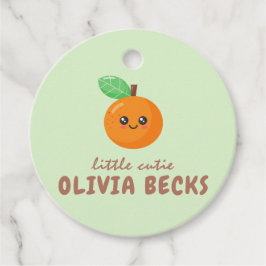 Little Cutie Orange Baby Shower Gåvor Etiketter