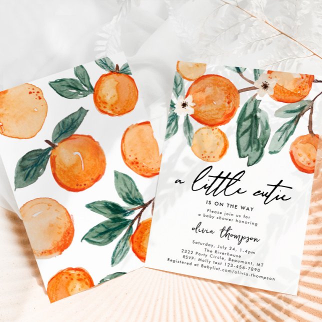 Little Cutie Orange Baby Shower-inbjudan Inbjudningar (Skapare uppladdad)