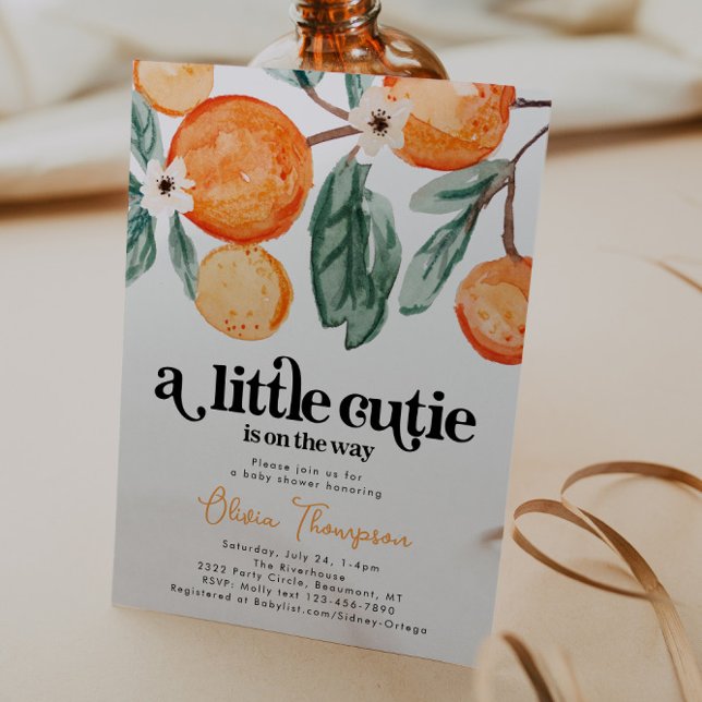 Little Cutie Orange Baby Shower-inbjudan Inbjudningar (Skapare uppladdad)