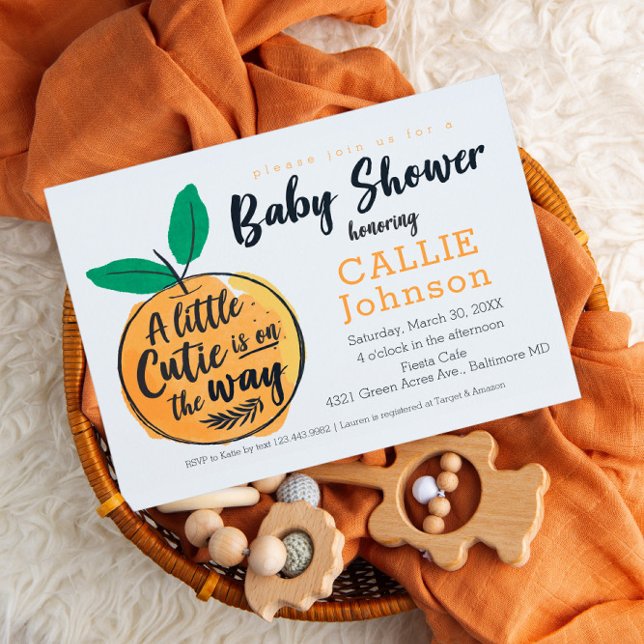 Little Cutie Orange Baby Shower-inbjudan Inbjudningar (Skapare uppladdad)