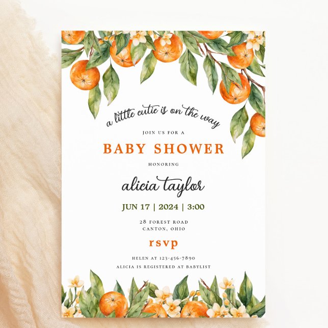 Little Cutie Orange Baby Shower-inbjudan Inbjudningar (Skapare uppladdad)