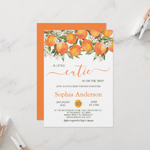Little Cutie Orange Baby Shower Inbjudningar