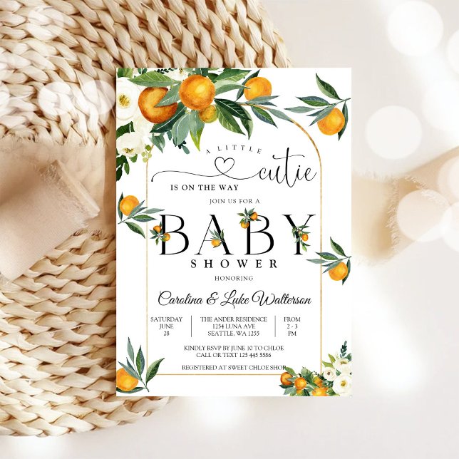 Little Cutie Orange Baby Shower Invitation Inbjudningar (Skapare uppladdad)