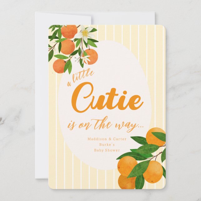 Little Cutie Orange Baby Shower - Organic Market Inbjudningar (Framsida)