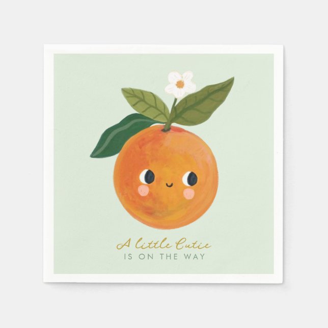 Little Cutie Orange Baby Shower Pappersservett (Framsidan)