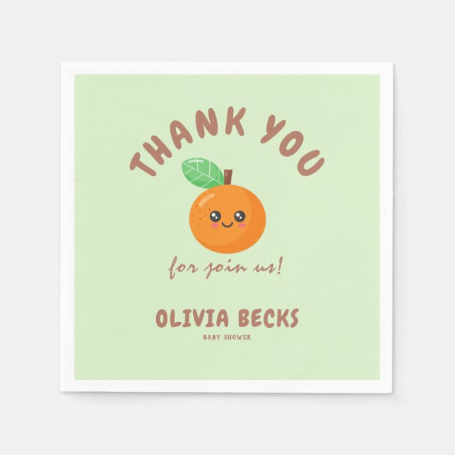 Little Cutie Orange Baby Shower Pappersservett (Framsidan)