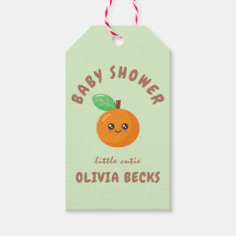 Little Cutie Orange Baby Shower Presentetikett