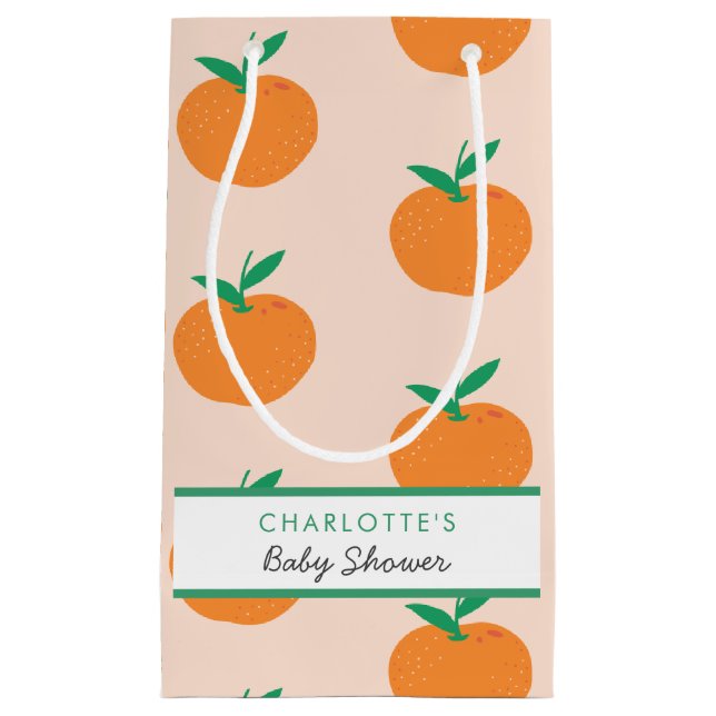 Little Cutie Orange Baby Shower Small Gift Bag (Framsidan)