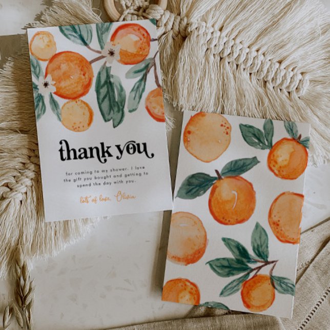 Little Cutie Orange Baby Shower Tack för ditt kort (Skapare uppladdad)