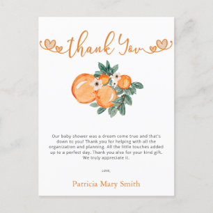 Little Cutie Orange Baby Shower Tack Vykort