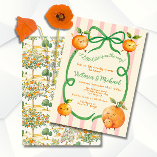 Little Cutie Orange Baby Shower Toile Inbjudningar