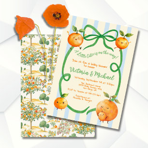 Little Cutie Orange Baby Shower Toile Inbjudningar