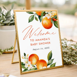 Little Cutie Orange Baby Shower Welcome Sign Fototryck