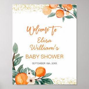 Little Cutie Orange babydusch Välkomstskylt Poster