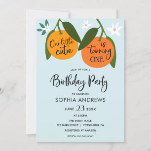 Little Cutie Orange Birthday-inbjudan Inbjudningar
