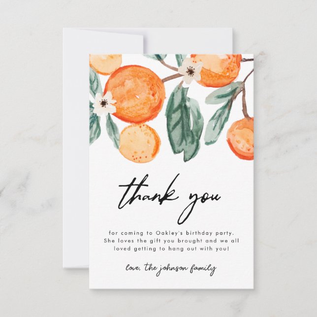 Little Cutie Orange Birthday Tack you Card (Framsida)