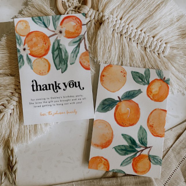 Little Cutie Orange Birthday Tack you Card (Skapare uppladdad)