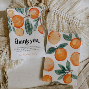 Little Cutie Orange Birthday Tack you Card Kort