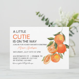 Little Cutie Orange Botanical Baby Shower Inbjudningar