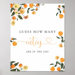 Little Cutie Orange Botanical Bokar for Baby Sign Poster