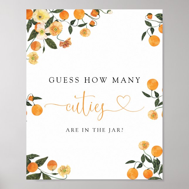 Little Cutie Orange Botanical Bokar for Baby Sign Poster (Framsidan)