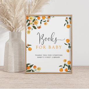 Little Cutie Orange Botanical Bokar for Baby Sign Poster
