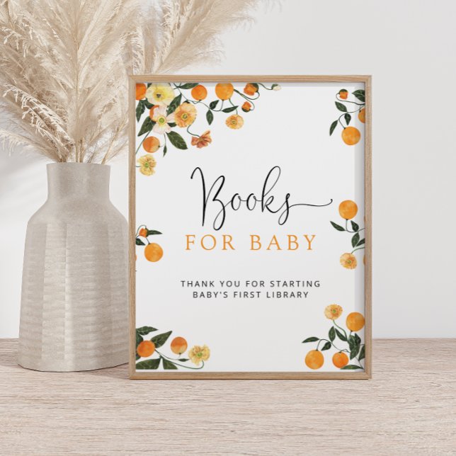 Little Cutie Orange Botanical Bokar for Baby Sign Poster (Skapare uppladdad)