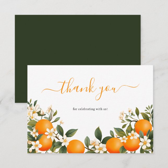 Little Cutie Orange Botanical Citrus Tack Kort (Fram/baksida)