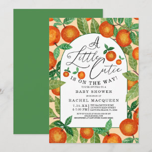 Little Cutie Orange Botanical Fruit Baby Shower Inbjudningar
