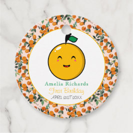 Little Cutie Orange Citrus 1st Birthday Gåvor Etiketter
