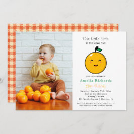 Little Cutie Orange Citrus 1st Birthday Inbjudningar