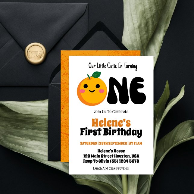 Little Cutie Orange Citrus 1st Birthday Inbjudningar (Skapare uppladdad)