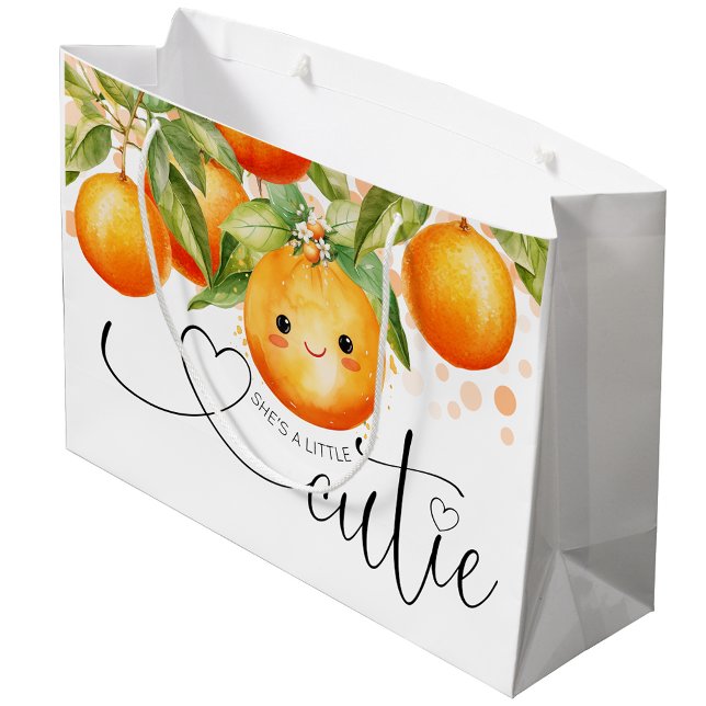 Little Cutie Orange Citrus Baby Shower (Little cutie baby shower gift bag. You can add text to this sweet little cutie design.)