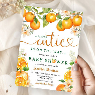 Little Cutie Orange Citrus Baby Shower Inbjudningar