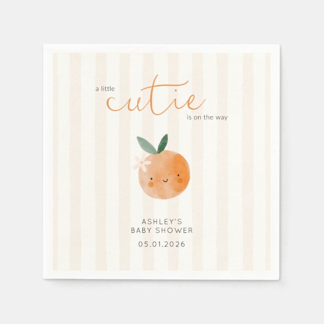 Little Cutie Orange Citrus Baby Shower Pappersservett (Framsidan)