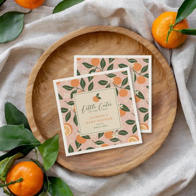 Little Cutie Orange Citrus Baby Shower Pappersservett (Skapare uppladdad)