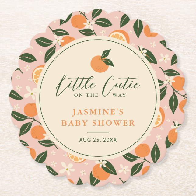 Little Cutie Orange Citrus Baby Shower Underlägg Papper (Framsida)