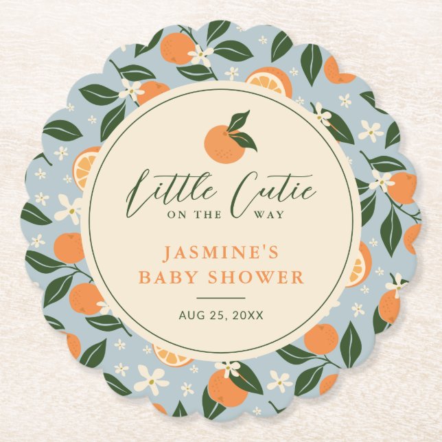 Little Cutie Orange Citrus Baby Shower Underlägg Papper (Framsida)