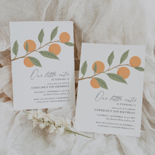 Little Cutie Orange Citrus Birthday Inbjudningar