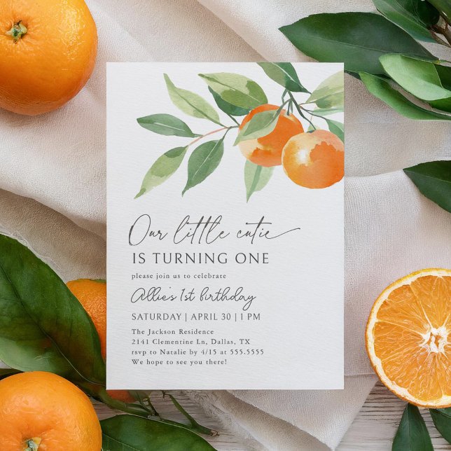 Little Cutie Orange Citrus Birthday Inbjudningar (Skapare uppladdad)