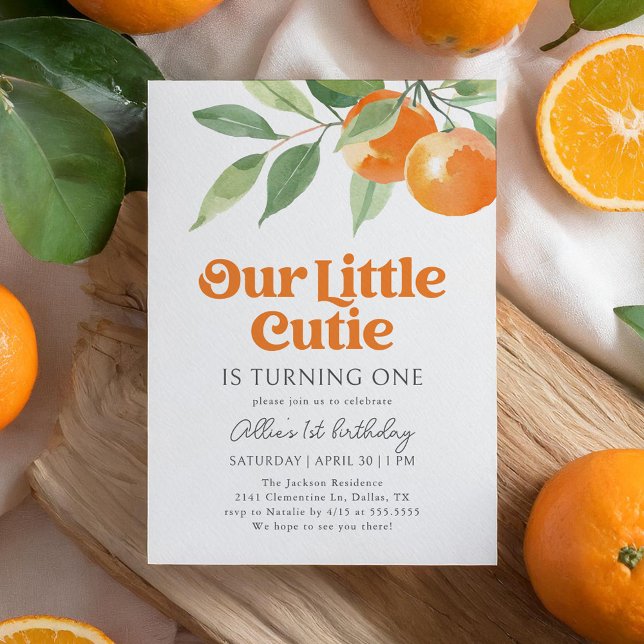 Little Cutie Orange Citrus Birthday Inbjudningar (Skapare uppladdad)