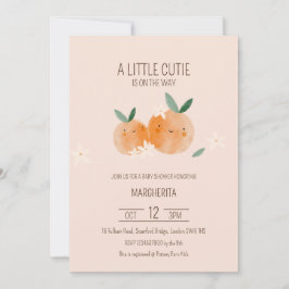 Little Cutie Orange Citrus Botanical Baby Shower Inbjudningar