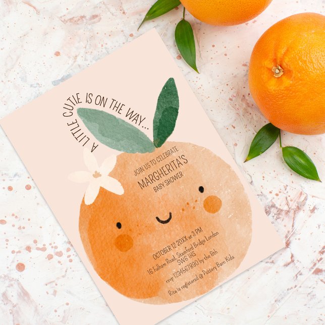 Little Cutie Orange Citrus Botanical Baby Shower Inbjudningar (Skapare uppladdad)