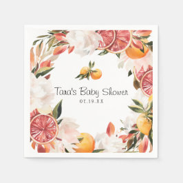 Little Cutie | Orange Citrus Botanical Baby Shower Pappersservett