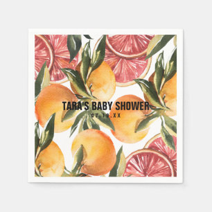 Little Cutie Orange Citrus Botanical Baby Shower Pappersservett