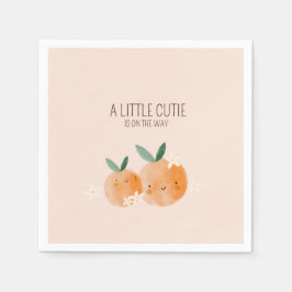 Little Cutie Orange Citrus Botanical Baby Shower Pappersservett