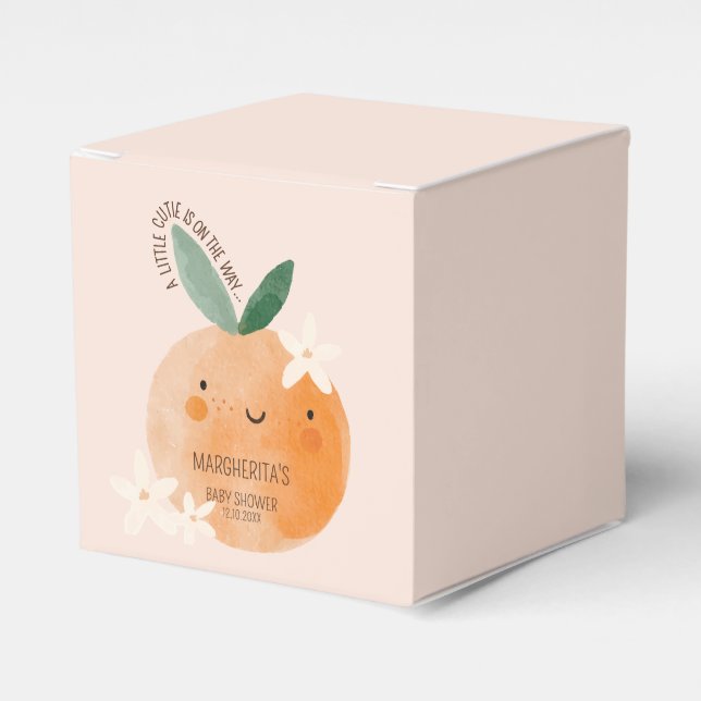 Little Cutie Orange Citrus Botanical Baby Shower Presentaskar (Framsidan Sidan)