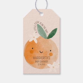 Little Cutie Orange Citrus Botanical Baby Shower Presentetikett
